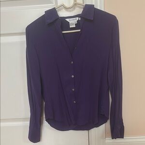 Purple Long Sleeve Notched Collar Button Down Shirt
